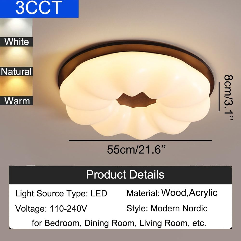 Lampa sufitowa z drewna orzechowego, unikalny styl 6 kształtów, wpuszczana lampa sufitowa w kształcie kwiatu, z drewnianą podstawą, oprawa LED w stylu japońskim do przedpokoju, sypialni, ganku