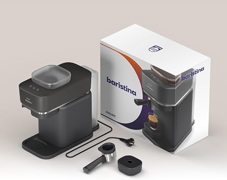 Philips Baristina Espresso Makinesi - Gerçek Espresso, Tam Kolaylık - Kompakt - 16 Bar Basınç - Entegre Öğütücü - Siyah Makine, Siyah Filtre Tutuculu (BAR300/60)