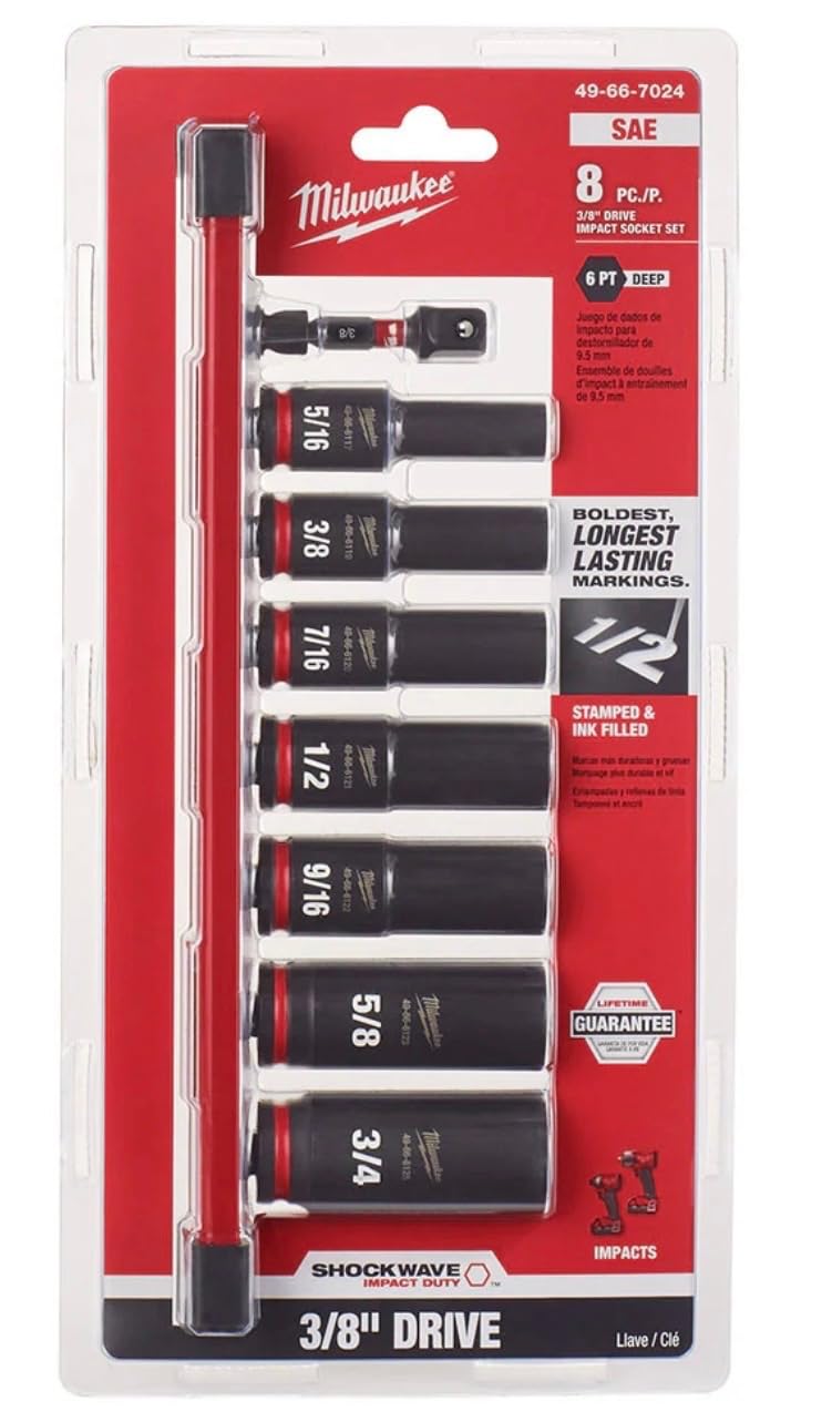 Electric Tool 8 Piece 3/8"" Drive Deep Sae