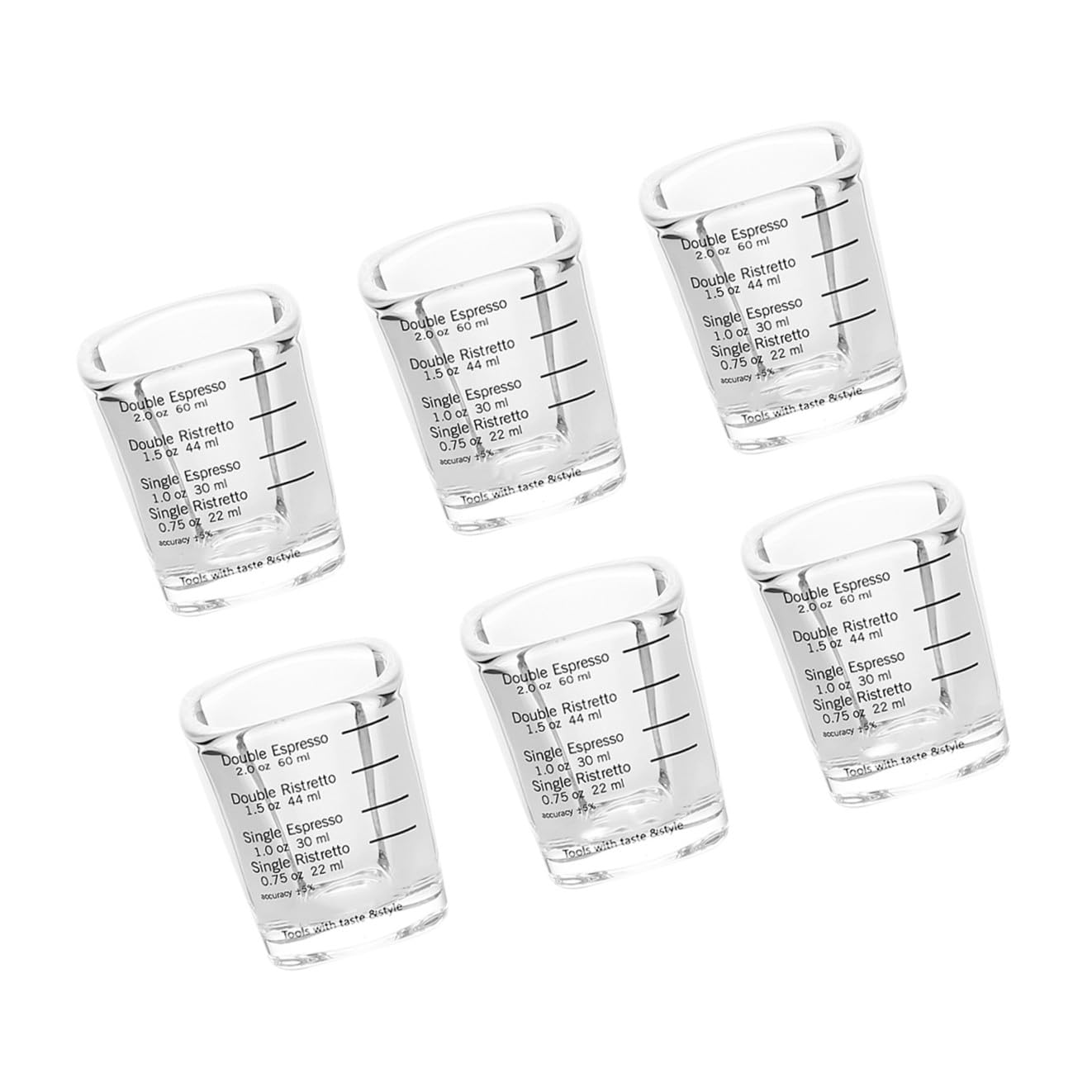 FOMIYES 6 Stück Espressotassen 60 Ml aus Borosilikatglas mit Skala Messbecher für Kaffee Tee Milch Hitzebeständig Kreatives Design für Haushalt und Schule