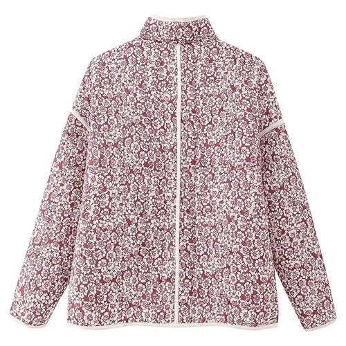 Omoone Women's Cropped Quilted Jacket in Floral Red - Lightweight Puffer Cardigan for Every Occasion - Image 8