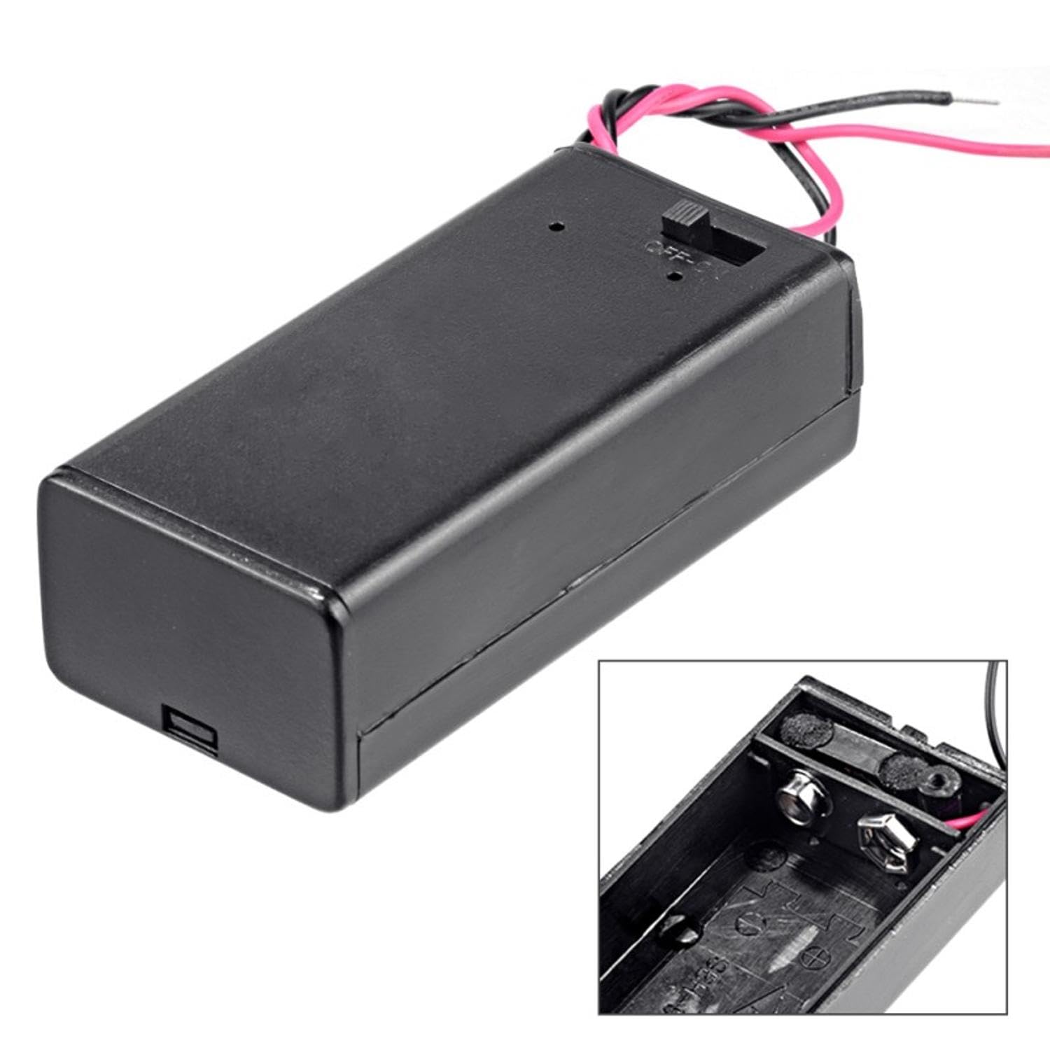 CABLEPELADO Porta batterie 9 V con coperchio | Supporto batteria 6LR61 | Include cavo da 200 mm | Tensione totale: 9 V (9 V per batteria) | Adatto per Arduino | Connettore DC 5,5 x 2,1 mm.