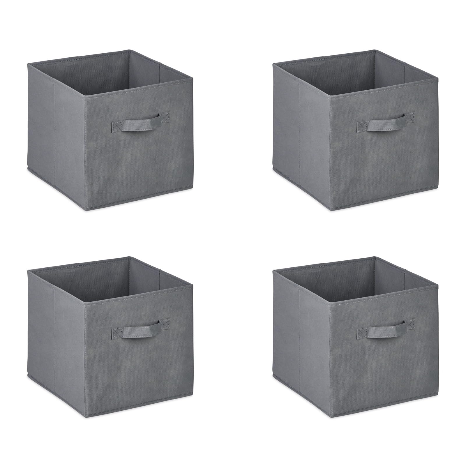 Homme Concept Solid Grey 4 Pack Grey Fabric Storage Cubes With Handles – Collapsible Storage Box Organisers For Shelves, Wardrobe & Home, 27 X 27 X 28 Cm