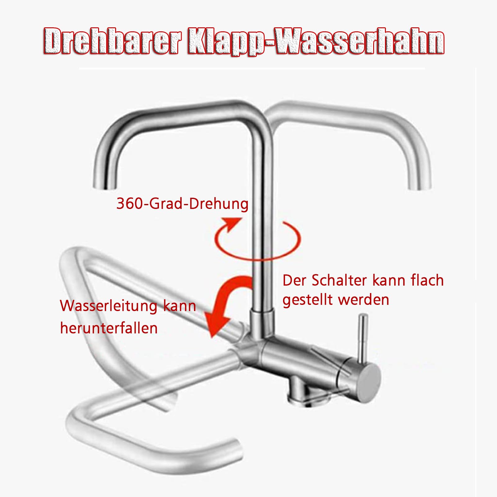 Küchenspüle, Haushalt versteckte Bar-Spüle, 304 Edelstahl, zusammenklappbarer Wasserhahn, kleine und mittlere RV-Spüle mit Abdeckung (35 * 45cm)