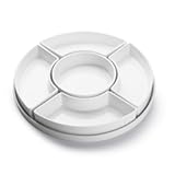 Porcelain Divided Serving Dishes, Relish Tray, Serving Bowls for Parties - Perfect for Chips and Dip, Veggies, Candy and Snacks, White