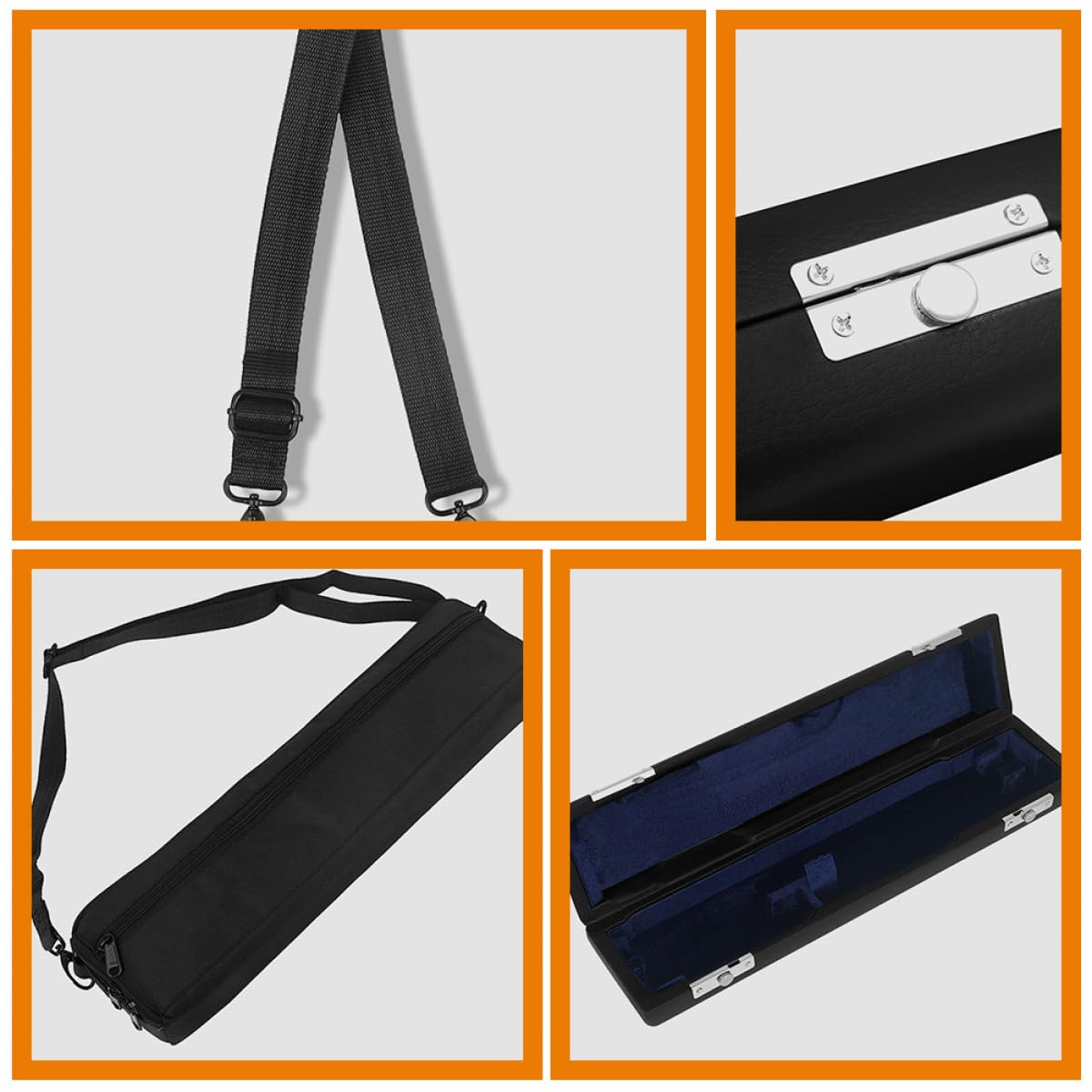 GARVALON Tragetasche Innenrillendesign aus Oxford Flöten mit Tasche Stoff Metallreißverschluss Transport Leichte Flötenkoffer Sicheren für Outdoor Auftritte