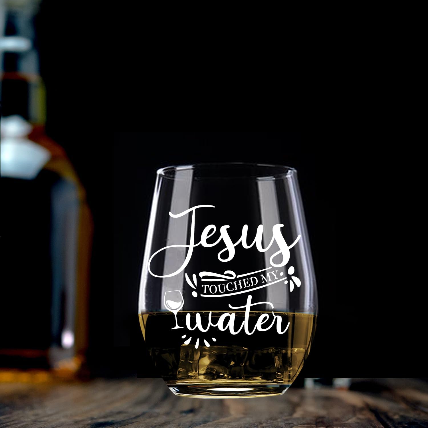 Jesus Touched My Water Engraved Stemless Wine Glass Funny Jesus Wine Glass, Fun Birthday Gifts for Singles Parties, Holiday Gifts, drinker gifts-49 - Image 3