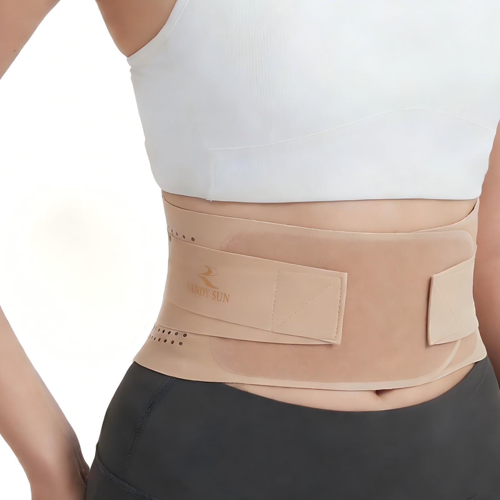 Cinturón de apoyo lumbar ultrafino e invisible para mujer, cinturón lumbar para mujer, cinturón lumbar transpirable para el día a día, oficina, deporte y hogar, discreta debajo de la ropa, marrón, M