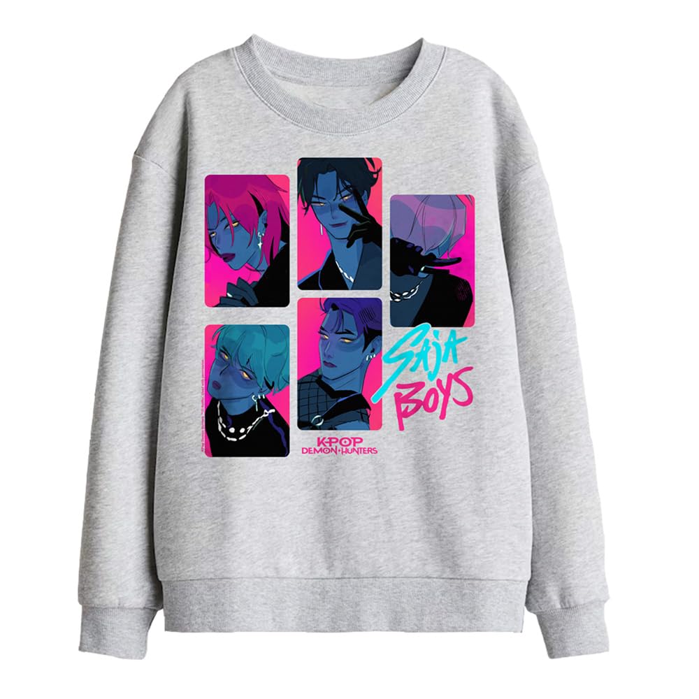 Kpop Demon Hunters Saja Boys Demons Kids Sweatshirt, Athletic Heather, 7-8