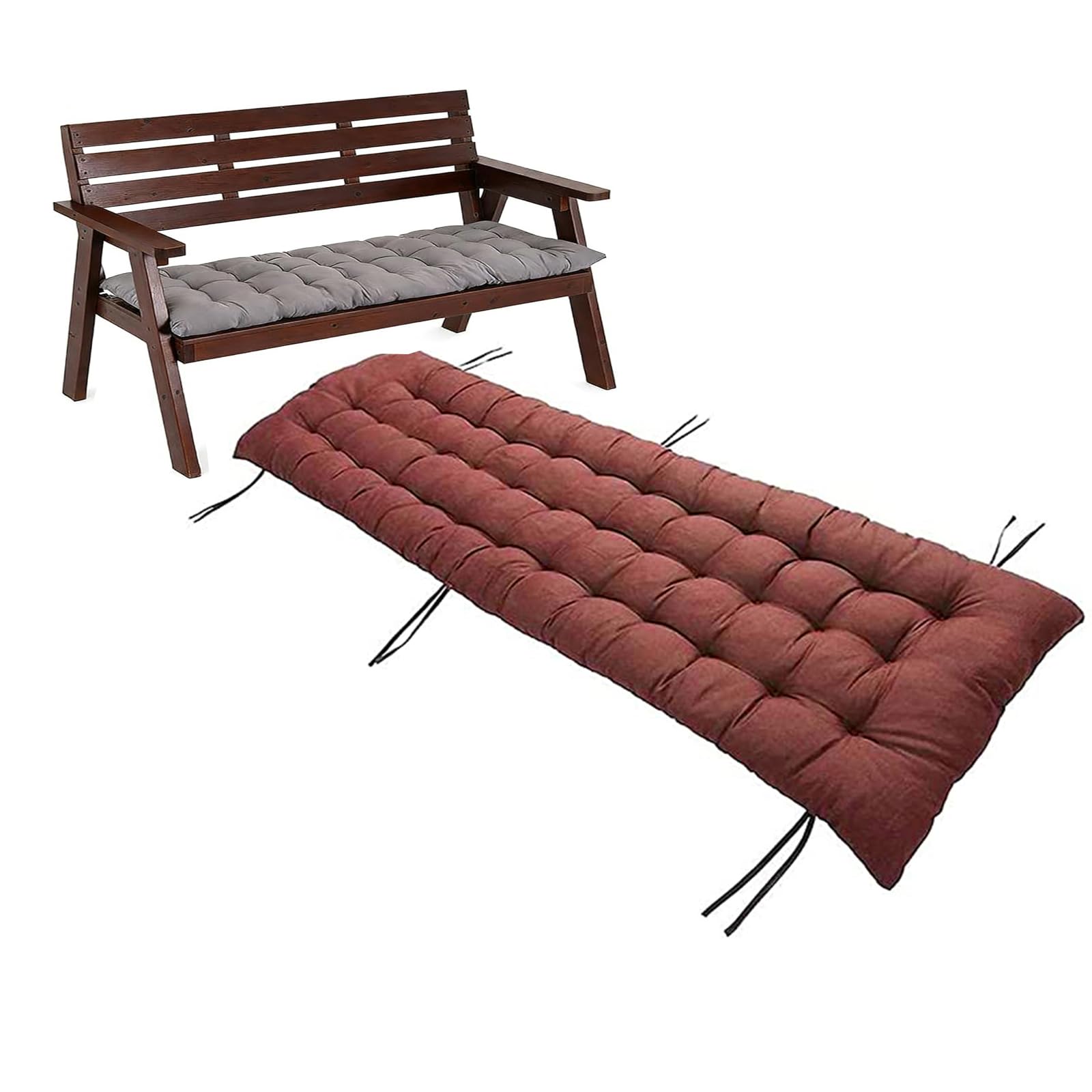 Pongpai Garden Bench Cushion for Indoor Outdoor Furniture, Soft Thick Seat Pad for Bay Window/Sofa/Loveseat, Non-slip, Easy Clean (Coffee,53x125cm)