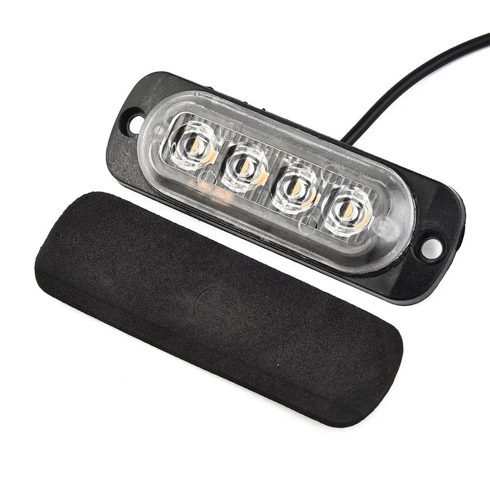 Luz trasera del coche Barra de luces LED ámbar para rejilla de 4x, para camión, furgoneta, todoterreno, luz urgente, luz Led estroboscópica de advertencia lateral de 12-24V, lámpara de baliza para coc
