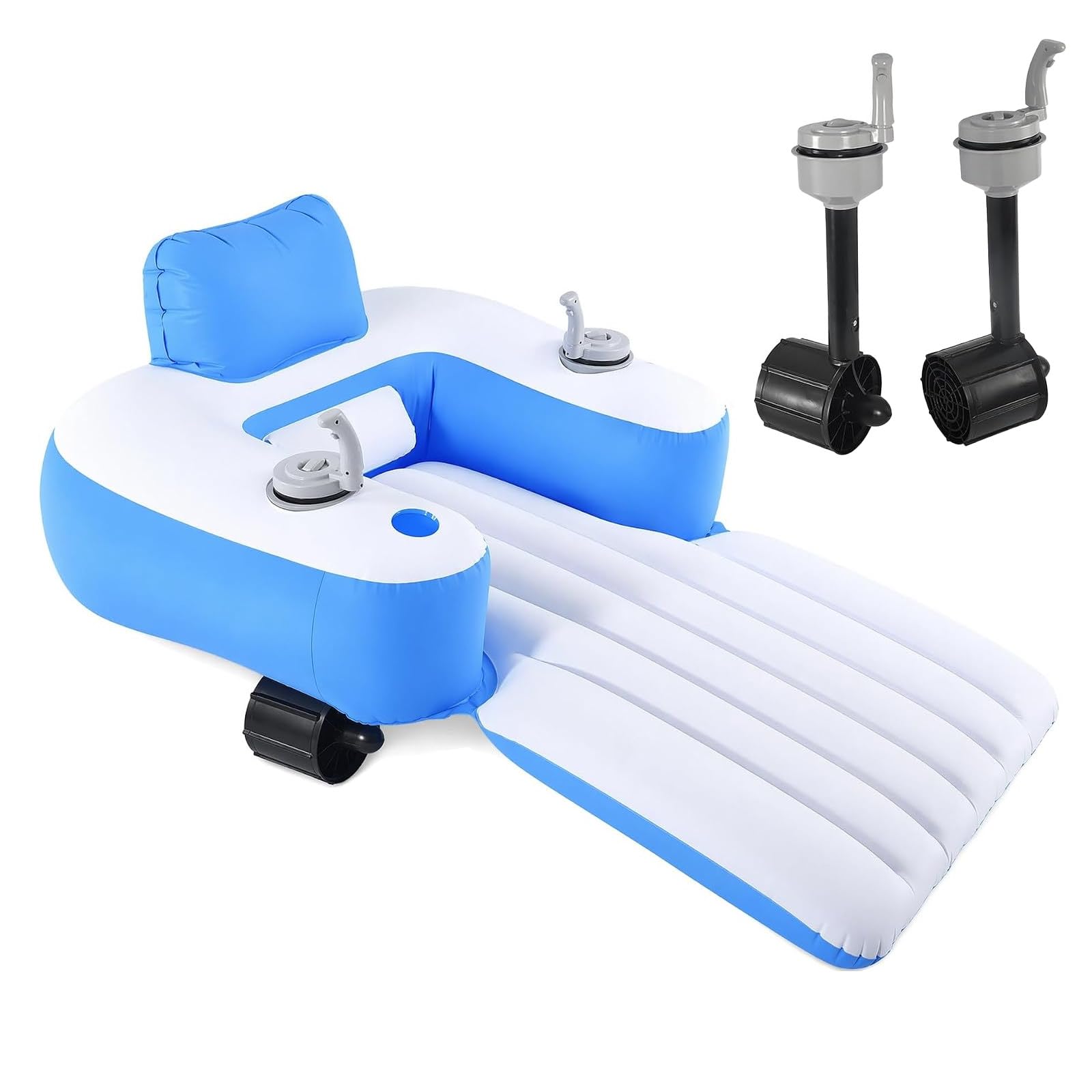 Lpoxuru Electric Pool Float,Motorized Inflatable Pool Float for Adults, Dual 46w Motor Rechargeable with Backrest & Cup Holder, Portable Electric Water Float for Pool Lake River