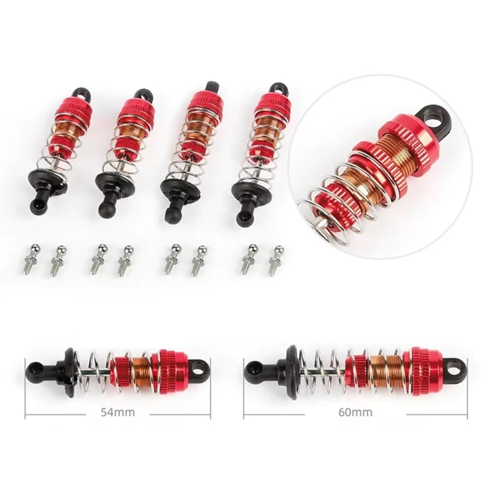 D'Amortisseur Rc Compatible avec SG1603 pour UDIRC UD1601 UD1603 UD1604 UD1607 1/16 RC Voiture Mise À Niveau Pièces Accessoires 4 Pièces Amortisseur en Métal