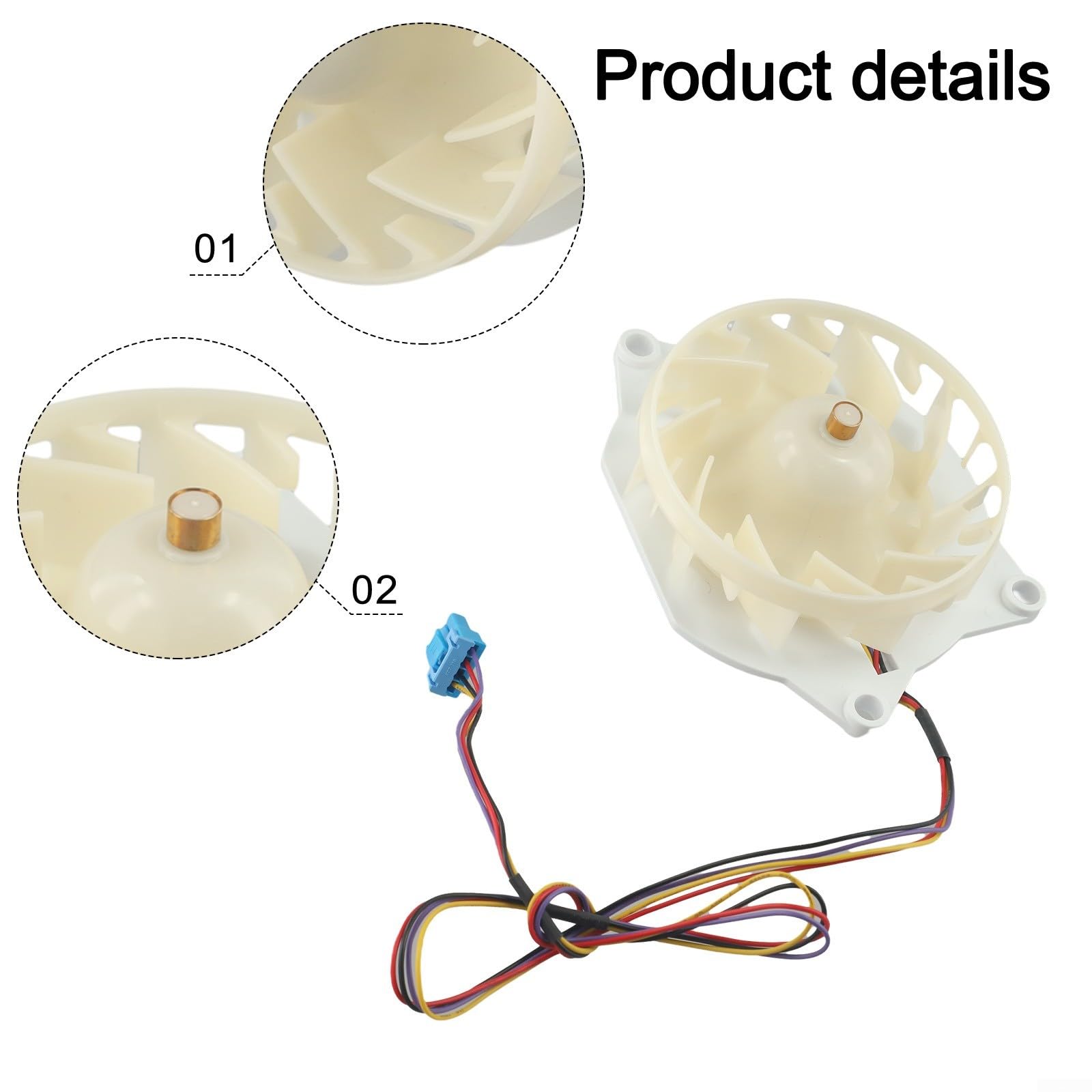 1 paquete de motor de ventilador evaporador de refrigerador de 12 V para EAU64824806 reemplaza la unidad vieja ruidosa restaura la eficiencia de enfriamiento plástico blanco 16 x 16 x 7