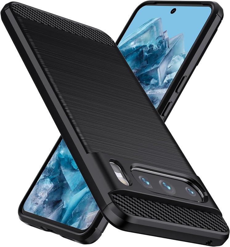 Image of NPRC Hybrid Ultra Slim Protective Case TPU Non-Slip Carbon Fiber Texture Shockproof Case Cover for Google Pixel 8 Pro - Black