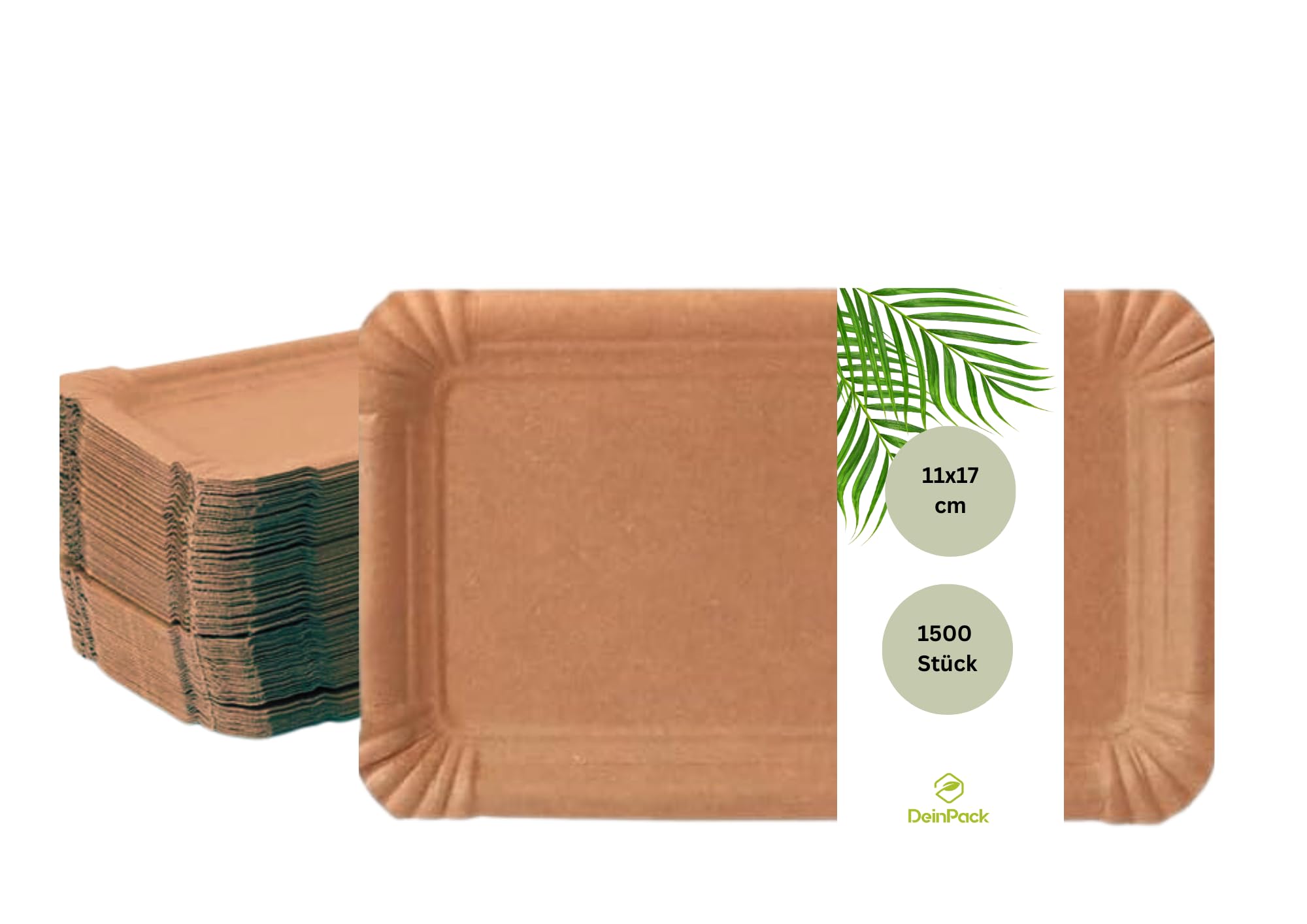braune Pappteller Frischfaser 11 x 17 cm 1500 Stück I Pappteller aus Karton I Einwegteller für Geburtstage, Grillfeiern & PartysI fettbeständig I recycelbar und biologisch abbaubar