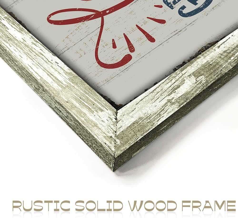 Farmhouse Family Wood Wall Decor: Rustic Home Sign Framed Art Picture Love Grows Best in Little Houses Inspirational Quote Print Artwork for Bedroom Living Room Kitchen Decorations