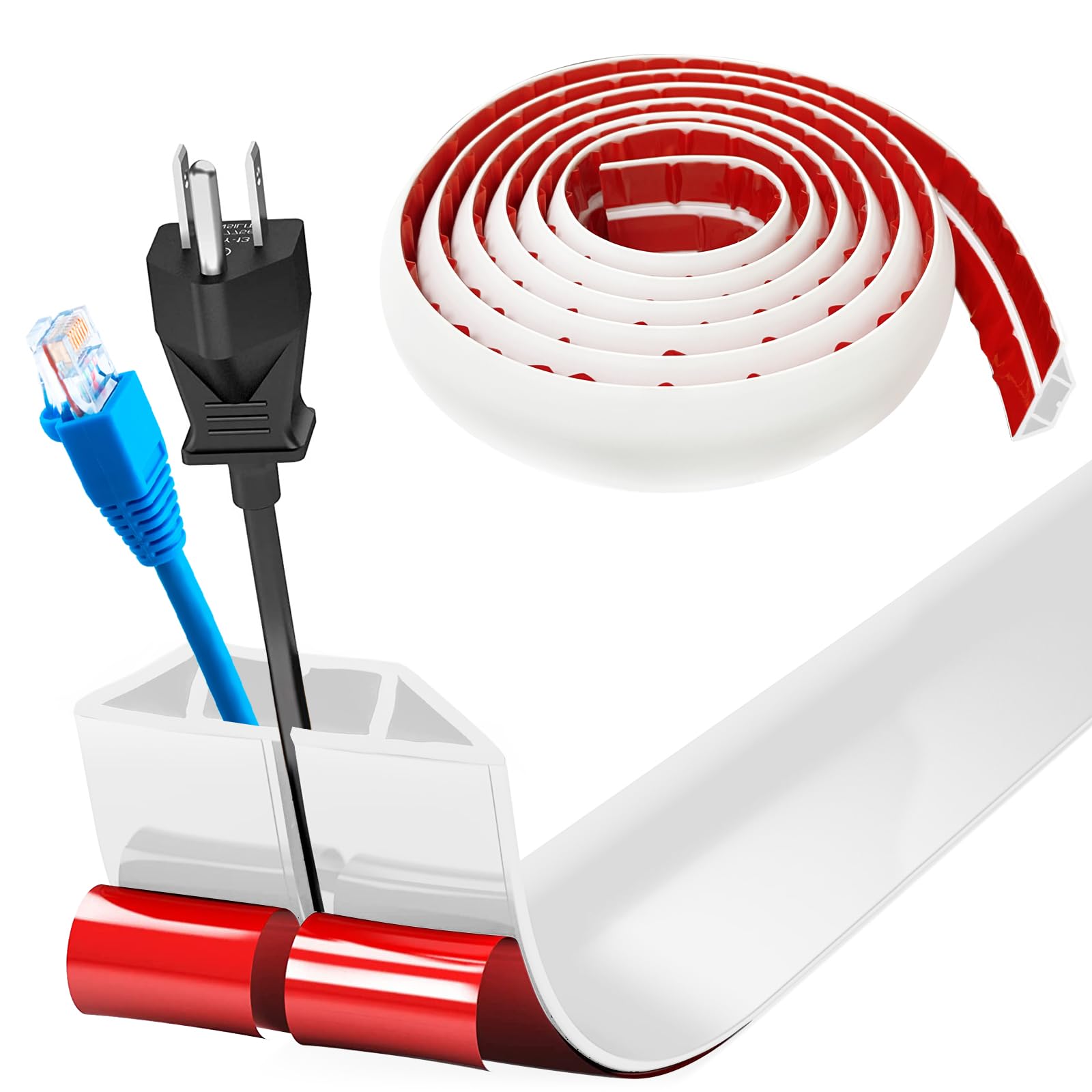 Pasacables Suelo, Canaleta Cables Suelo, 3.0M x2cm Protector de Cables para Suelo, Cubiertas de Suelo para Cables Autoadhesiva Montaje para Todos los Hogar, Oficina, Escuela,Almacén(Blanco-Redondeado) — view 31