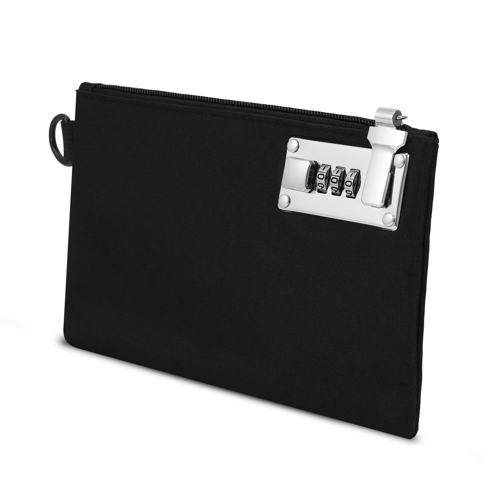 KeeKit Money Bag with Lock, 5 x 8 Inches Lockable Money Bag, Locking Accessories Pouch for Cash, Jewelry, Passports, Medicine, Credit Cards - ‎Black