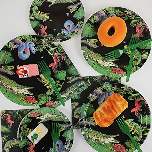 Reptile Snake Party Supplies Favors Lizard Reptile Birthday Party Decorations Plates Napkins For Kids Jungle Swamp Snake Alligator Camping Wildlife Turtle Wilderness Party Serves 24 #TOP4