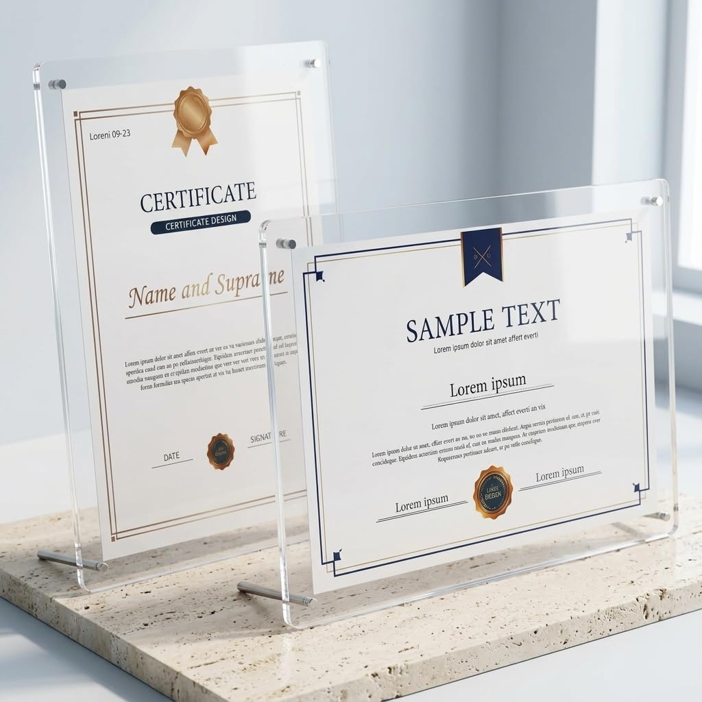 Certificate Frame 2 Pack Clear A4 Tabletop Display 8.5 x 11