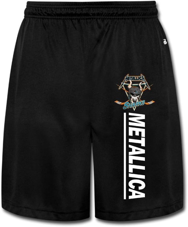 Rebirth Sport Men's Thrash Metal Shark Logo Cotton Workout Pants Shorts