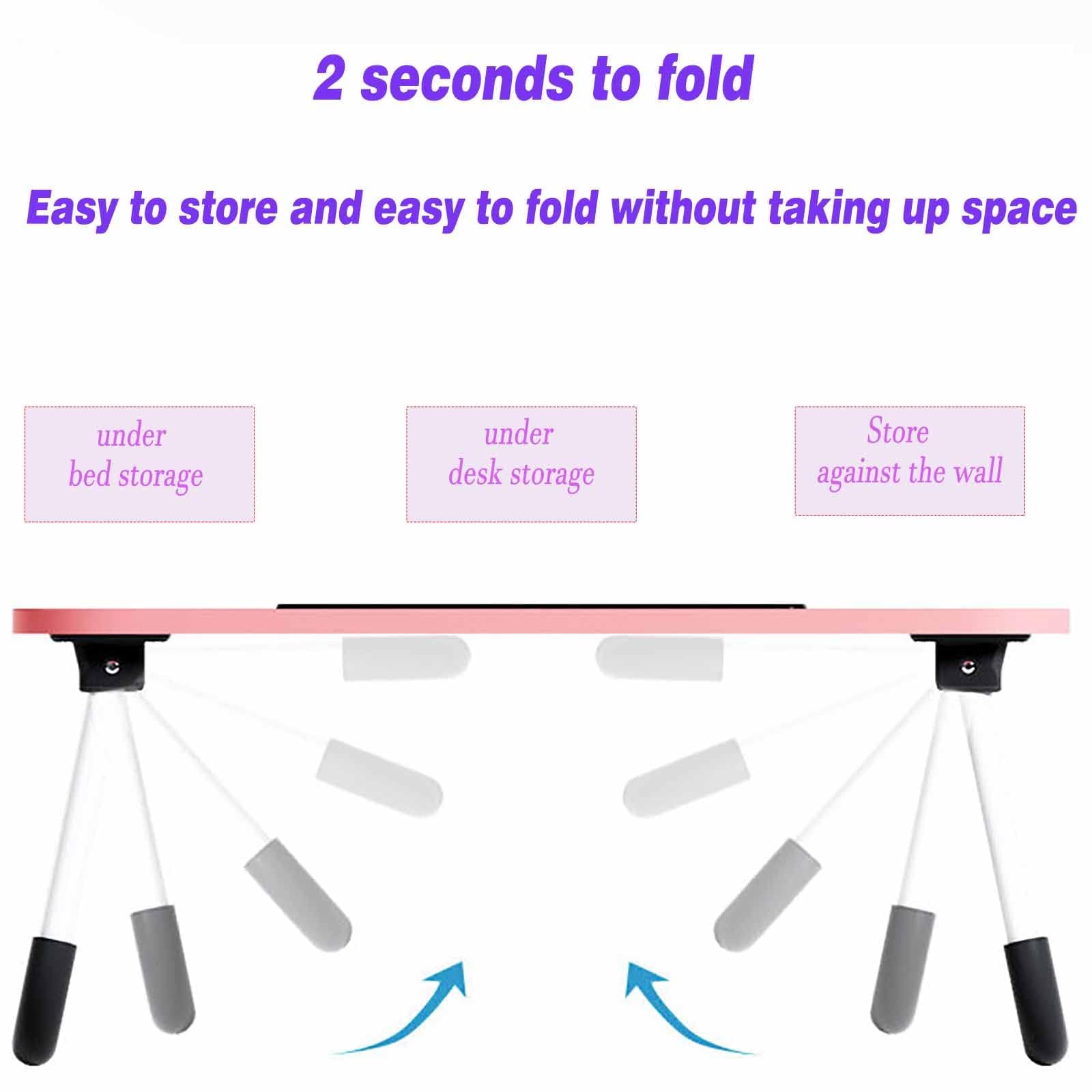 Scrivania per Laptop Multifunzionale Supporto per Laptop Pigro Tavolino Pieghevole Portatile Tavolino da Letto con Cassetto Portaoggetti,Pink