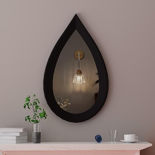 Miniatura 2 de Espejo de pared irregular de 34" x 20", espejo con marco de madera negra, espejo de pared asimétrico para sala de estar, dormitorio, baño, entrada,