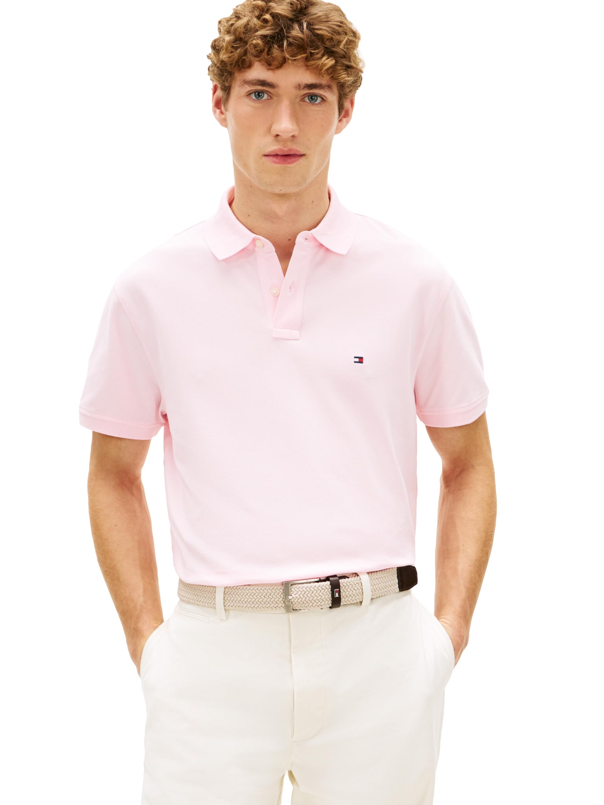 Tommy Hilfiger Men's Short Sleeve Polo Shirts in Classic Fit with Stretch and Organic Pique Cotton