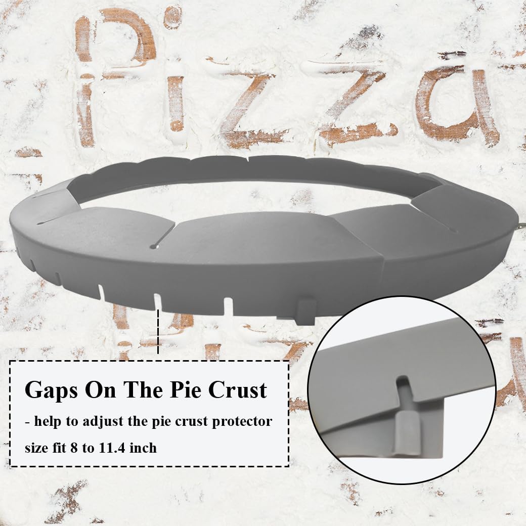 Adjustable Silicone Pie Crust Shields Baking Protectors Cover Ring Fits 8-11.4 Inch Pies Baking Pie Crust Shield Protector Cover for Edges (Grey-1pcs)