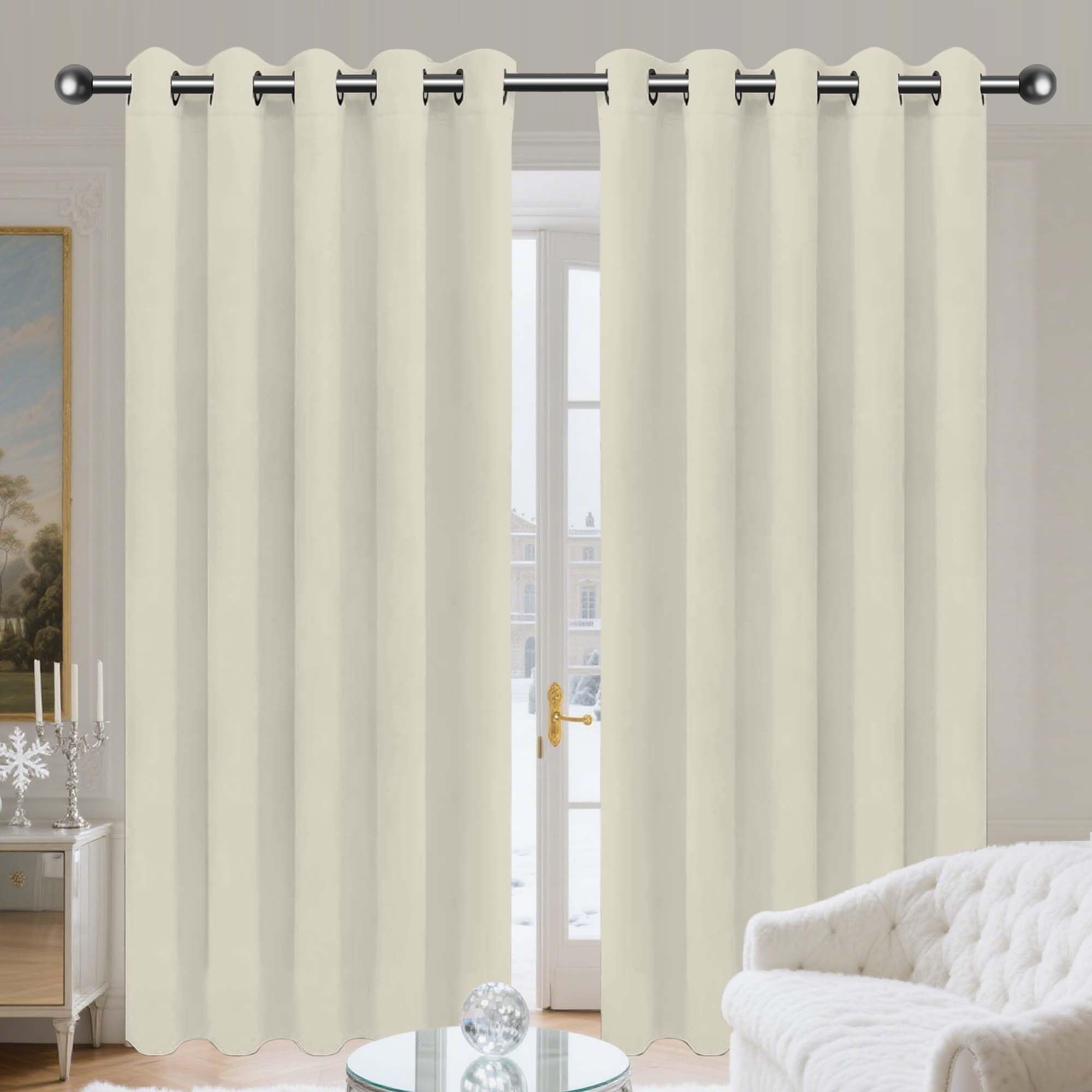 Cortinas Salon Modernas 1 Piezas 280 x 340 cm Cortinas Termicas Aislantes Frio y Calor con Trabillas Blackout Curtains para Dormitorio, Salón, Beige