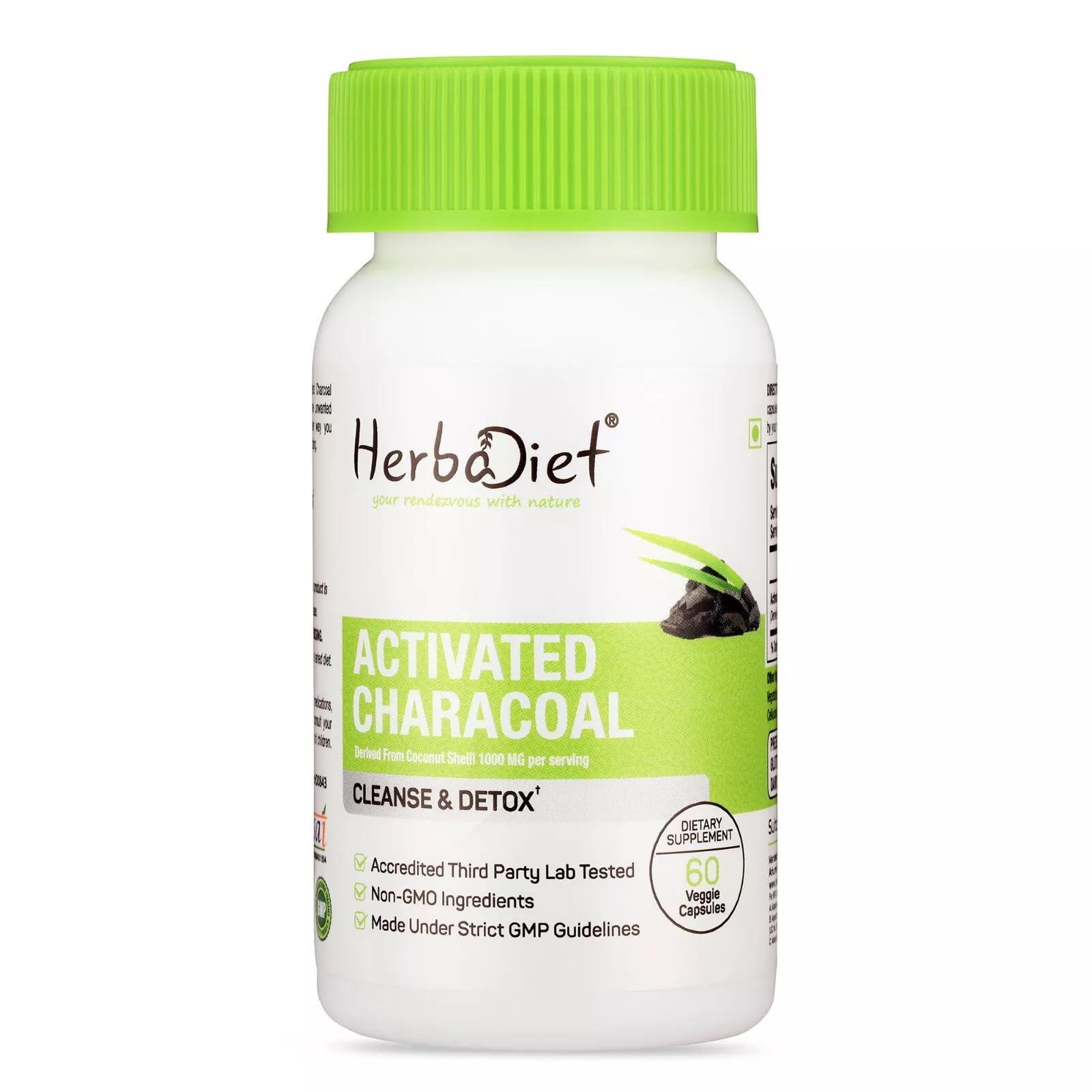Activated Charcoal 60 Capsules 1000mg per serving Highly Absorbent Detox Cleanse-image-48