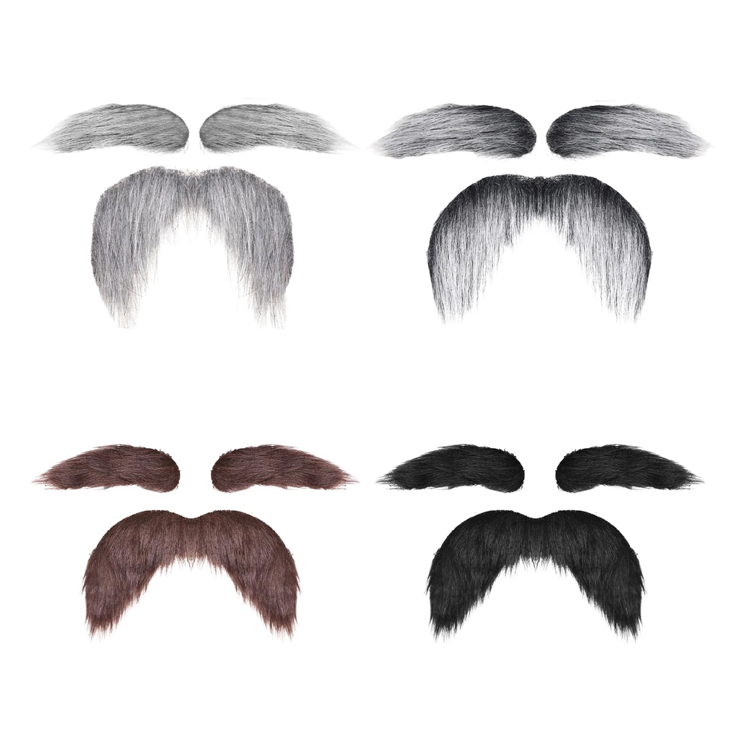 HINFHI 4 Sets Of Simulated Dress-Up Props, Fake Eyebrows And Beards, Creative Personality, Role-Playing, Universal Sex, And Fun Party Facial Decoration.