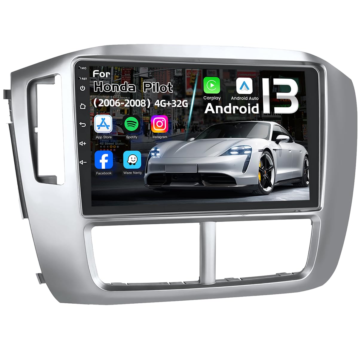 [8Core 4+32G] Android 13 Car Radio Stereo for Honda Pilot 2006 2007 2008: 9" 1280 * 800 HD Touch Screen Accessories with Bluetooth5.0 FM 36EQ 5GWIFI