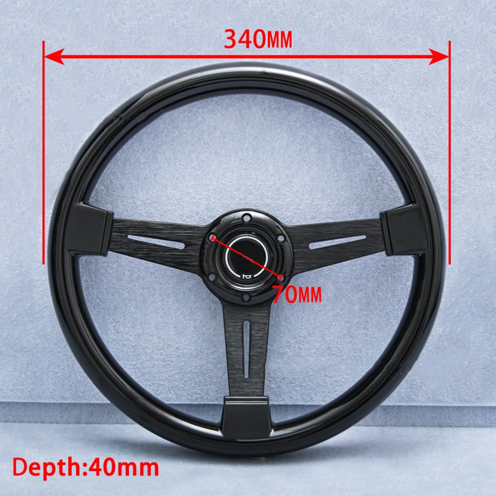 Volante da Corsa Universale,Volante Sportivo Strumenti di modifica del volante sportivo a sgancio rapido concavo da 14 pollici e 340 mm personalizzati