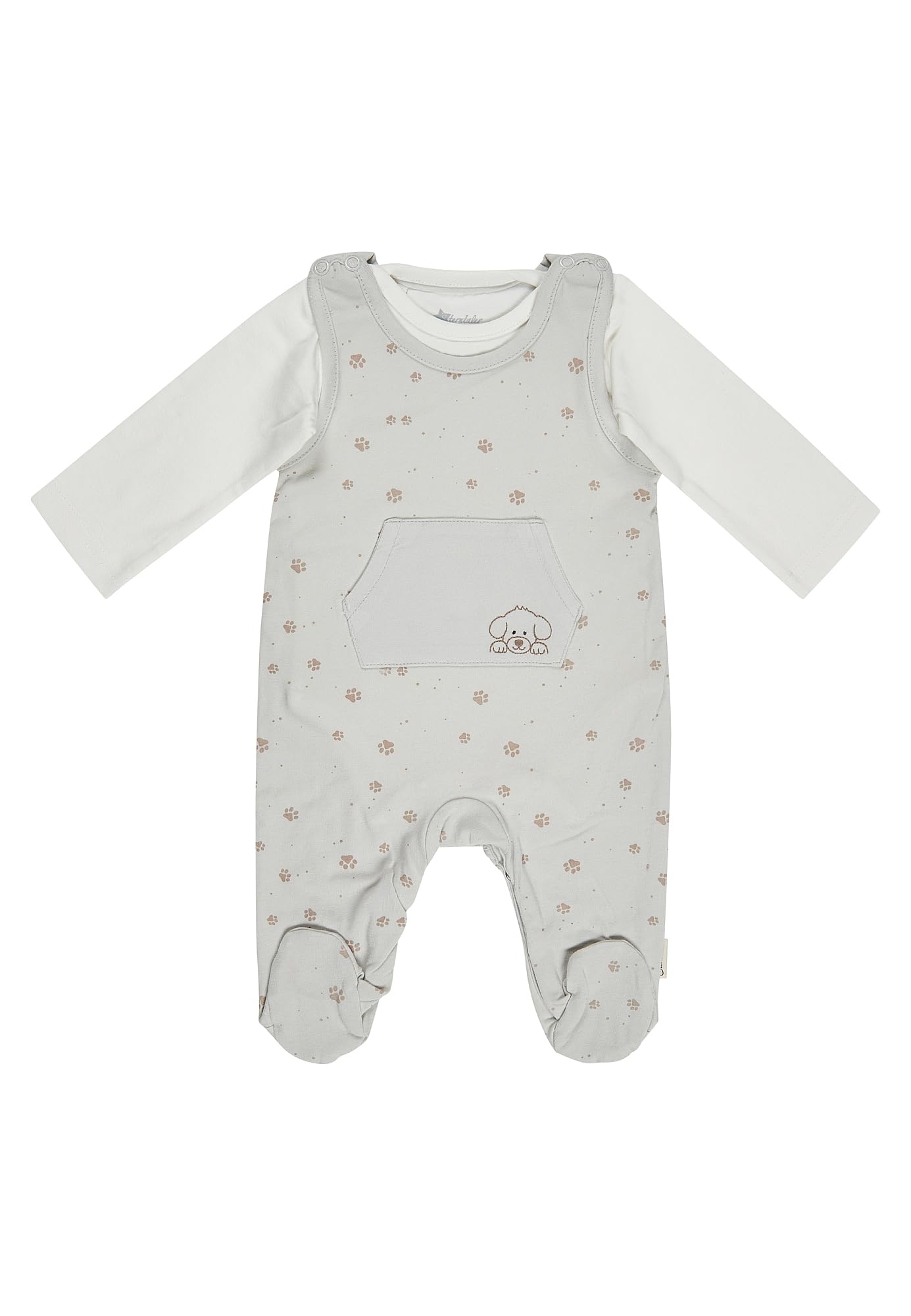 Sterntaler Baby Set - Strampler mit Langarm Body & Wendejacke – Baumwolljersey mit Pfoten-Motiv und Stickerei Hund Lucky – Strampler mit Knopfleiste und Babyjacke mit Kapuze – Farbe Silber – Größe 56
