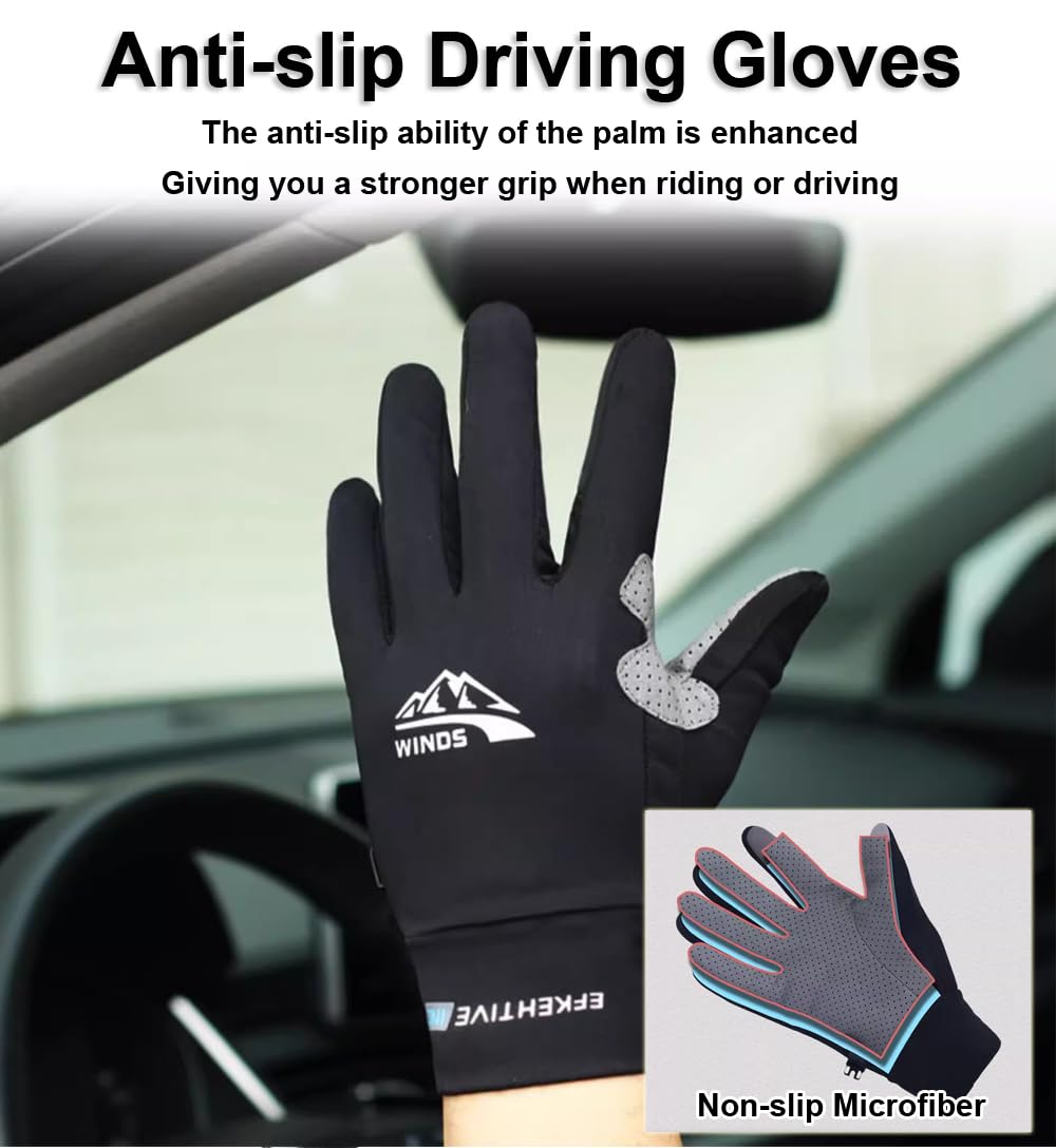 SUJAYU Guantes de protección UV de dedo completo, para mujeres y hombres, guantes finos de pesca, senderismo, ciclismo, conducción, gimnasio