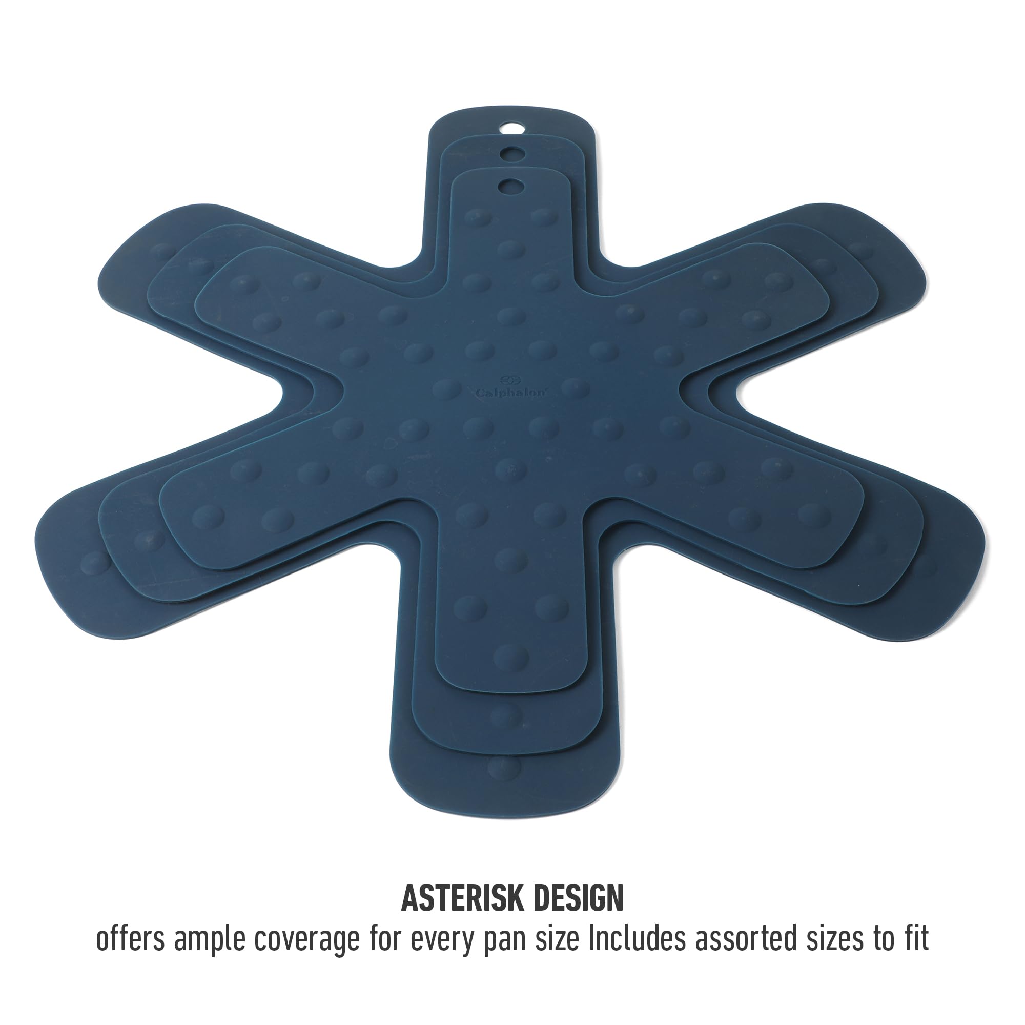 Calphalon Prime - Juego de 3 Protectores de Silicona para sartenes, Color Azul Marino