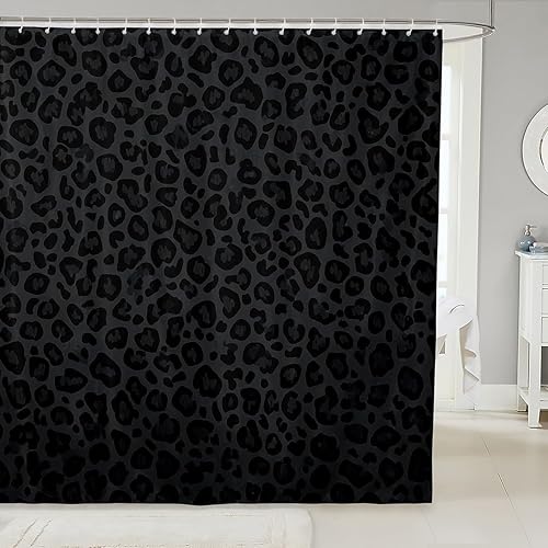 Cortinas de ducha con estampado de leopardo, cortinas de baño con textura abstracta de piel de guepardo para niñas, niños y mujeres, cortinas