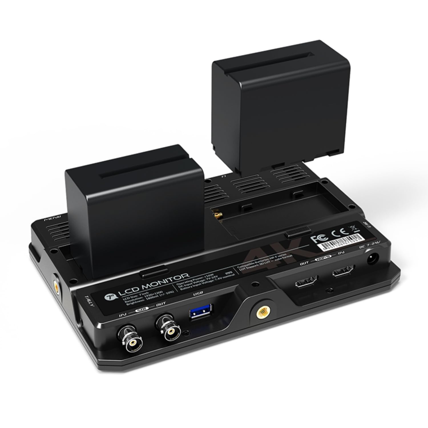 Lilliput H7S Moniteur de caméra 7" (1800 nits, 3G-SDI & 4K HDMI, Full HD 1920 × 1200, HDR 3D‑LUT, double batterie) – Moniteur de champ d'appareil photo ultra léger pour DSLR, Cinema, diffusion et