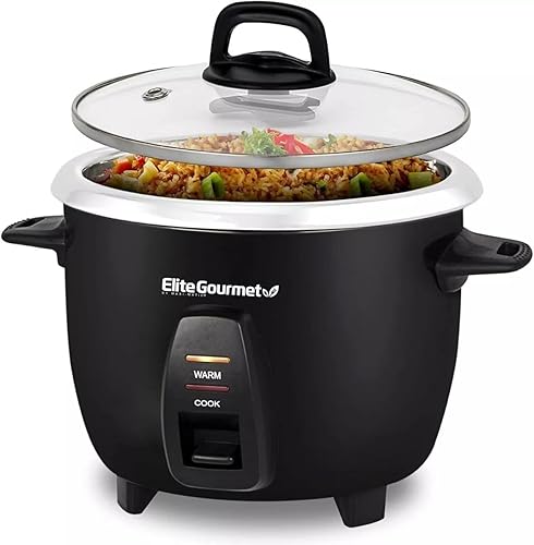 Elite Gourmet ERC-2010B - Arrocera eléctrica con olla interior de acero inoxidable que hace sopas guisos gachas granos y cereales 10 tazas cocidas 5