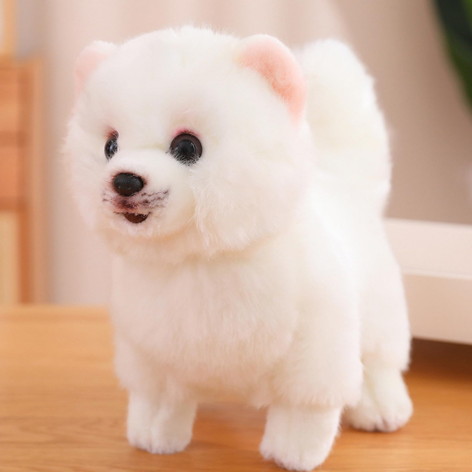 Obelunrp Pomeranian Plush Cute Simulation Pomeranian Stuffed Animal Lifelike Dog Plush 10x9inch Cotton Filled Dog Toy for Girls, White, Usage en cuisine