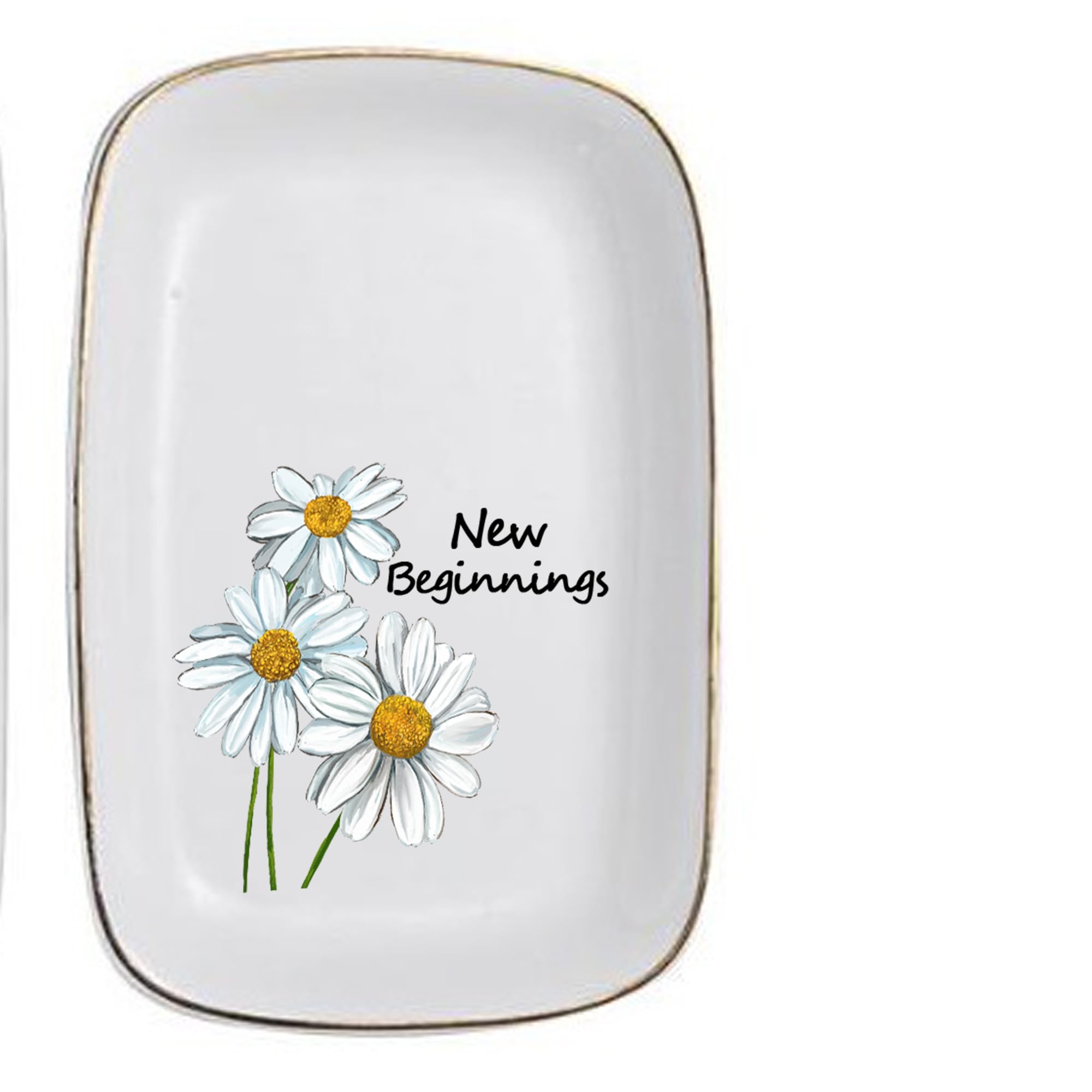 New Beginning Gifts for Women, Daisy Ceramic Jewelry Tray, Crystal Bracelet, Gifts for New Job, New Home, Leaving Job, Goodbye, Good Luck, Going Away, Farewell Coworker Leaving, Divorce Gifts