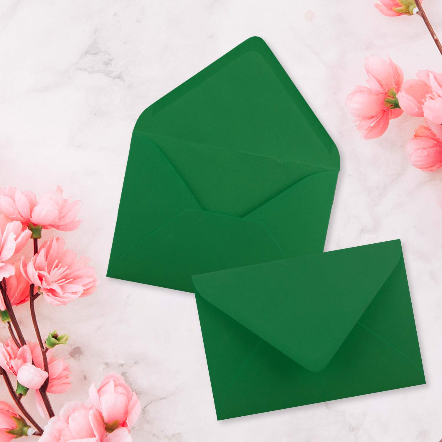 Lot De 50 Mini Enveloppes à Rabat Dentelle DIN C7 Vert - Papier Recyclé 110g