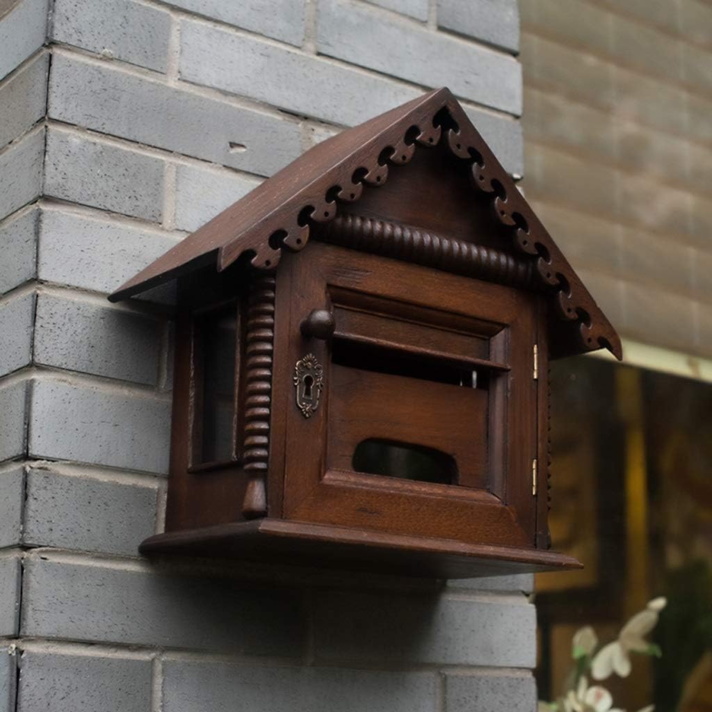 HBJWOV Suggestion Box Complaint Suggestion Box Hanging Wall with Lock Retro Outdoor Upscale Residential Villa Mailbox