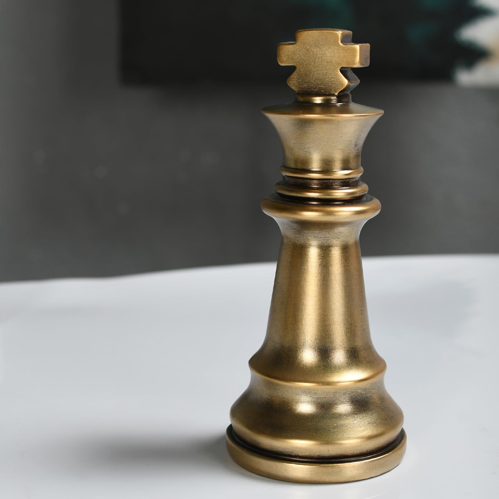 Decoración de ajedrez King – Majestic King & Queen, intrincadamente detalladas, esculturas de decoración del hogar atemporales, adornos de ajedrez internacionales hechos a mano 5