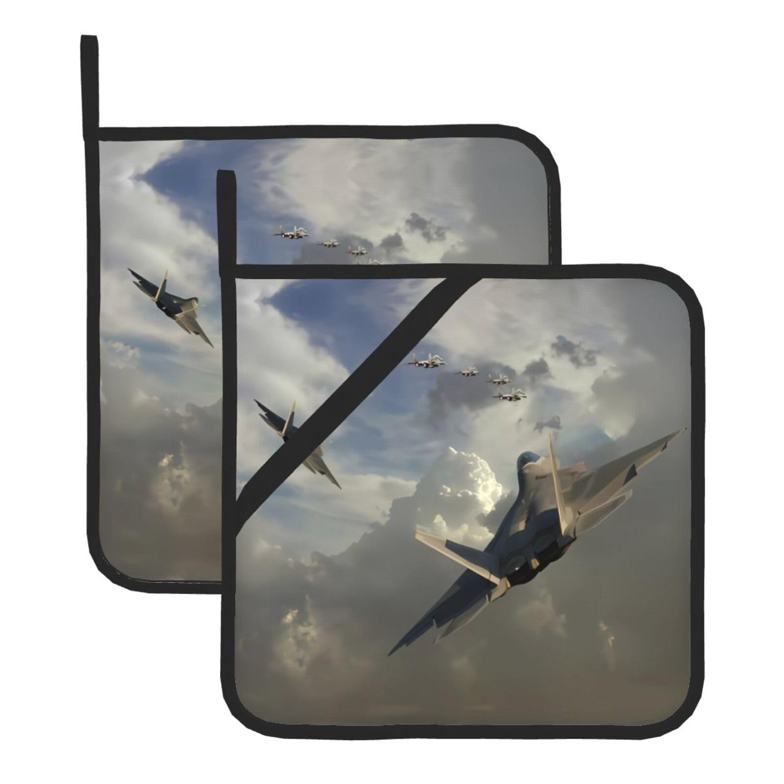 HJFCZH Airplane Prints Square Hot Pads for Kitchen Counter - Waterproof Pot Holders, Durable Heat Resistant Throw Layers for Serving, Oven & BBQ - 2 Pack
