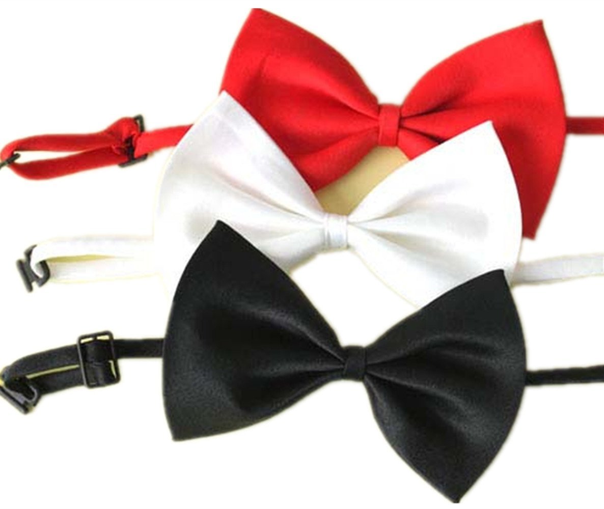 EOM verstellbare Hundefliege für Welpen, Haustierkostüm, Halsband, gestreifte Fliege, für Hunde und Katzen, ideal für Hochzeits-Krawatte, Party-Zubehör (süße Fliege – weiß)