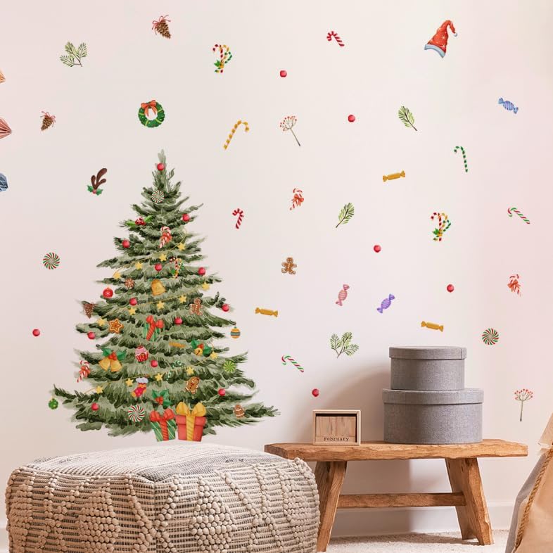 Miniatura 4 de Adhesivos de pared para árbol de Navidad, removibles, para decoración de pared, sala de estar, dormitorio