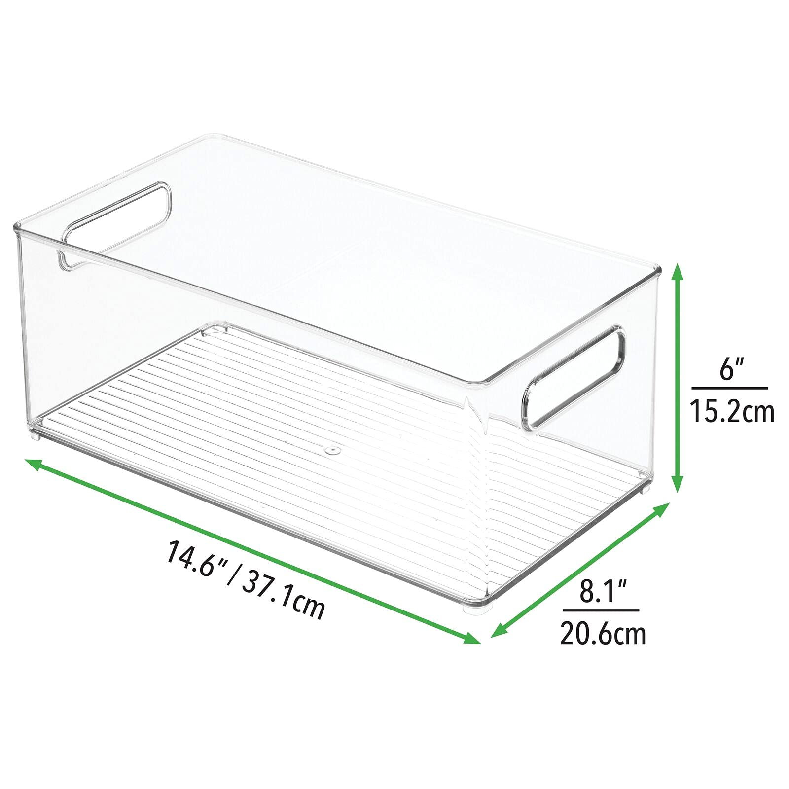 mDesign Juego de 2 cajas de plástico con asas – Organizador transparente con diseño atractivo – Cajas organizadoras para accesorios de baño, cosméticos y otros utensilios – transparente